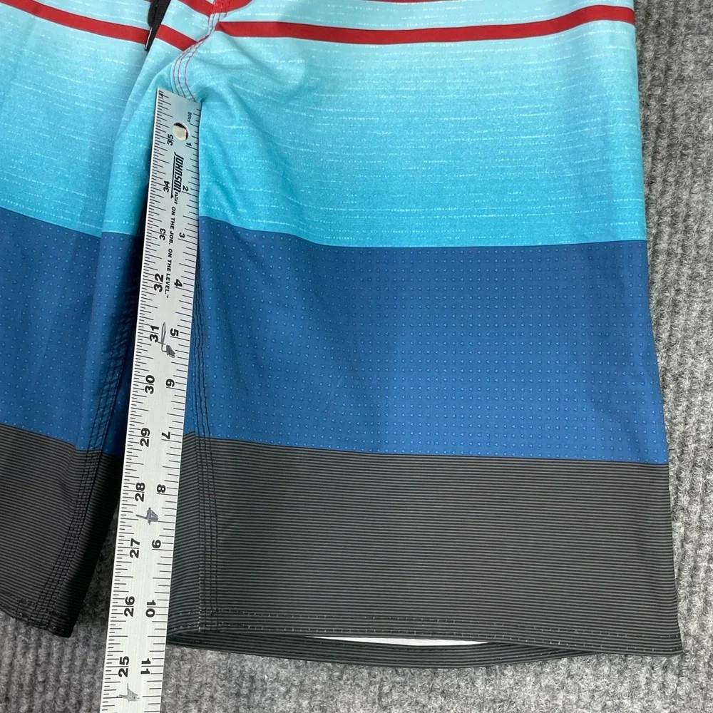 Burnside Board Shorts Mens 28 Red Blue Striped Swim Trunks Surf Beachwear
